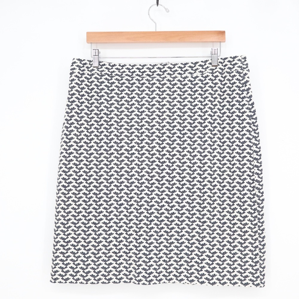 Banana Republic Skirt Womens 14 Pencil Navy White Geometric Textured Excellent